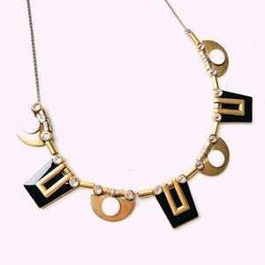 Vintage J. Crew Necklace Black White Geometric